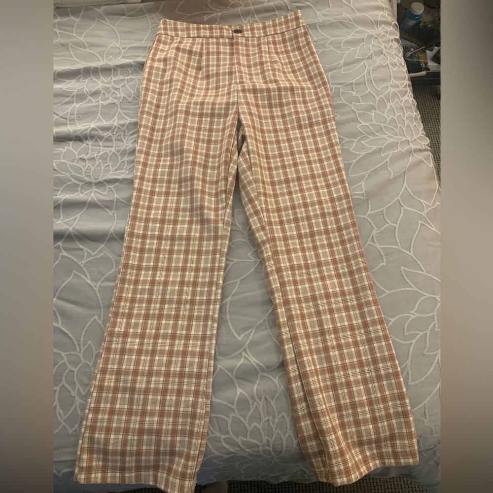 Plaid flared pants